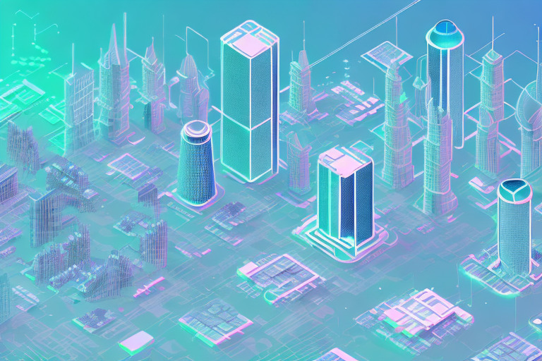A futuristic cityscape with a variety of ai-powered buildings and structures